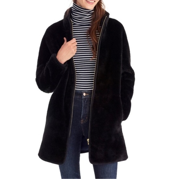 J. Crew Jackets & Blazers - J. Crew Black Sherpa Teddy Coat Zip Up